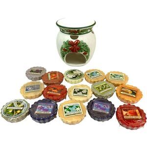 Yankee Candle 5" Ceramic Tea Light Tart Warmer Wreath Christmas & Tarts Lot